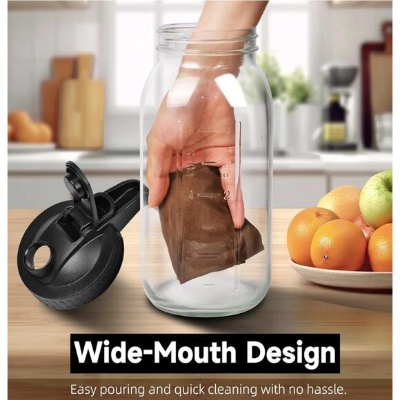 3 Pack 64 Oz Wide Mouth Mason Jar Pitchers with Airtight Lids – Leak-Proof Glass - Picture 7 of 8